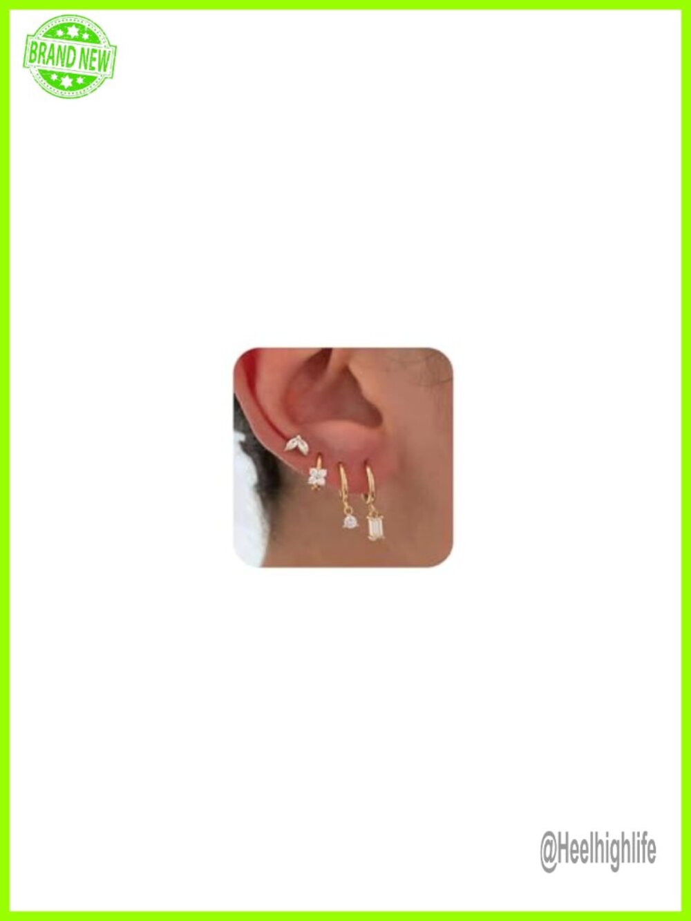 14k Gold Plated Huggie Hoop Earrings Dainty Dangle Stud Set Waterproof